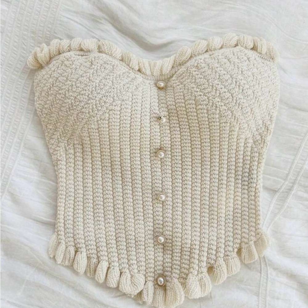 Chic Cream Knit Corset Top